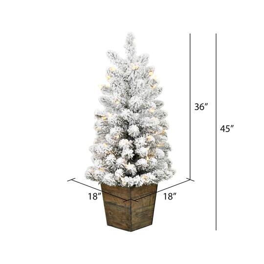 3ft. Pre-Lit Flocked Gifford Slim Potted Pine Artificial Christmas Tree, Warm White LED Lights